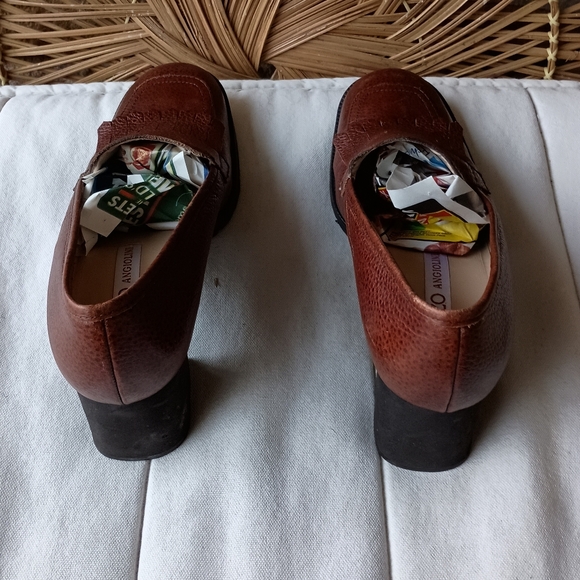 Vintage Enzo Angiolini Brown Women's Leather Loafer Heels_10 - Picture 5 of 8